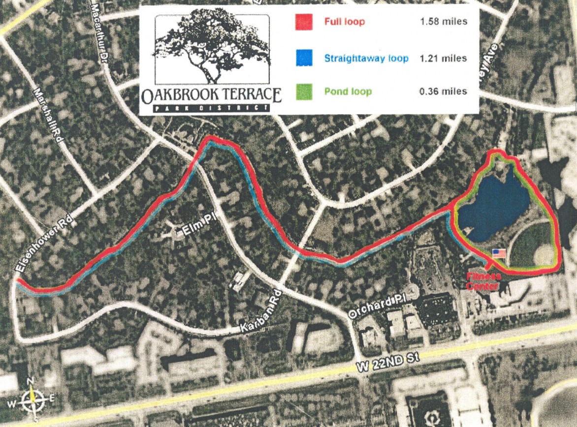 Walking Map Oakbrook Terrace IL   Walking Path Map 