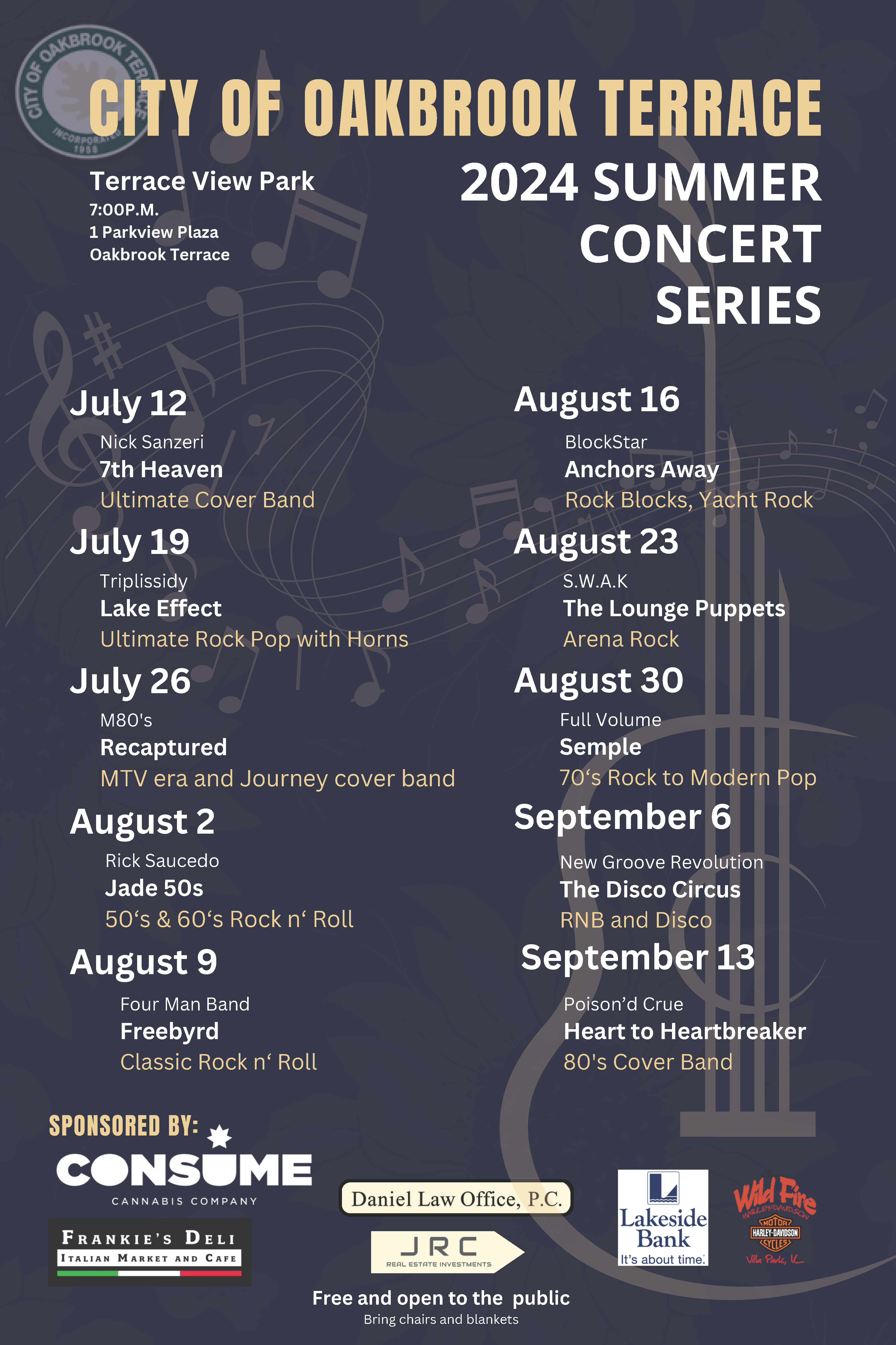 2024 Summer Concert Series Oakbrook Terrace, IL